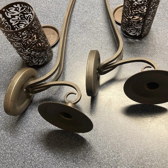 Party Lite Metal Sconces plus, cut out candle sleeve set! Vintage Bronze Finish - Picture 12 of 16